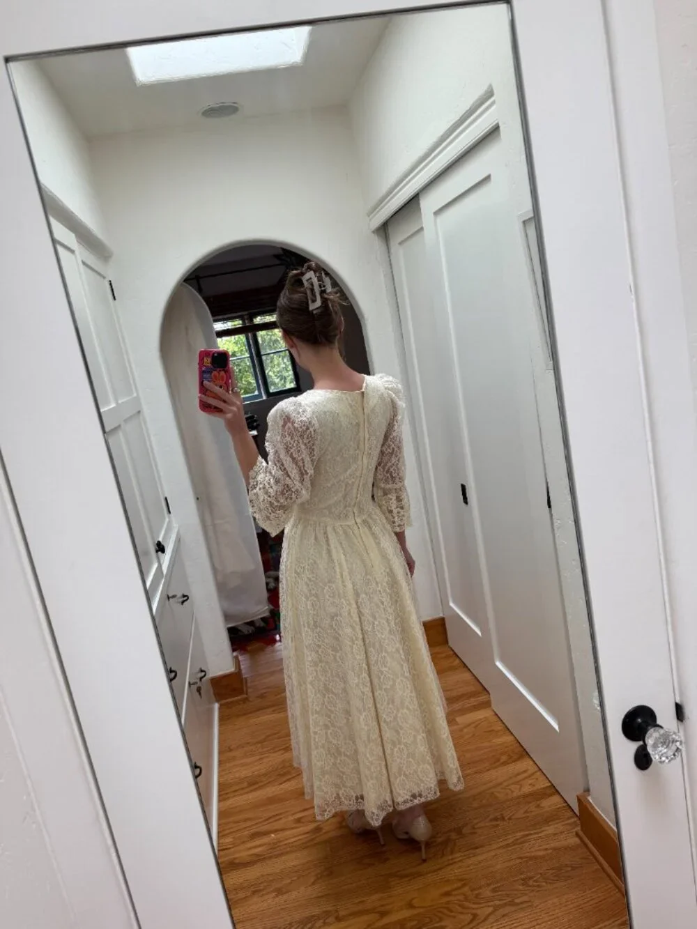 VTG 70s Gunne Sax Ivory Lace Dress Romantic Prairie Victorian Bridal Sz 7 - Picture 11 of 12